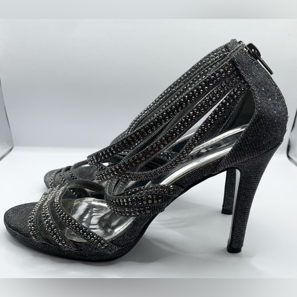 Stylo black sandal heels bling glam glitter size 39 pakistani designer formal